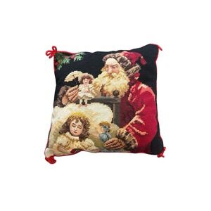 Vintage Christmas Needlepoint‎ Santa Angel Accent Pillow Imperial Elegance 12X12